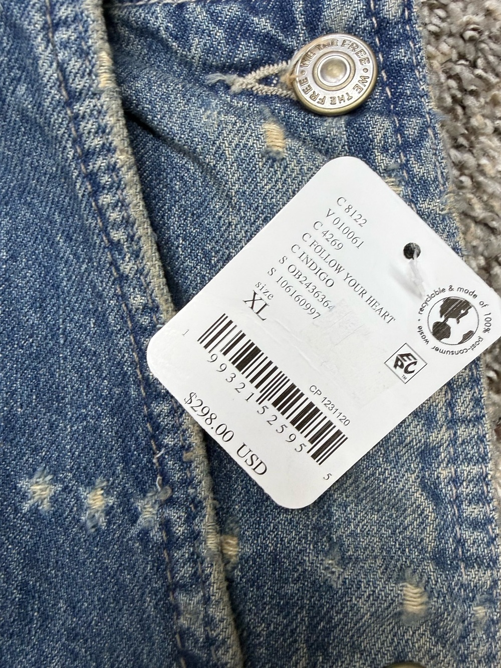 We The Free Free People Rambler Patchwork Overalls Follow Your Heart XL NWT - Picture 6 of 8